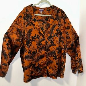 Future Collective Orange and Black Floral Blouse